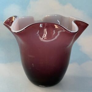 HANDMADE Amethyst Ombre Blown Art Glass Vase
